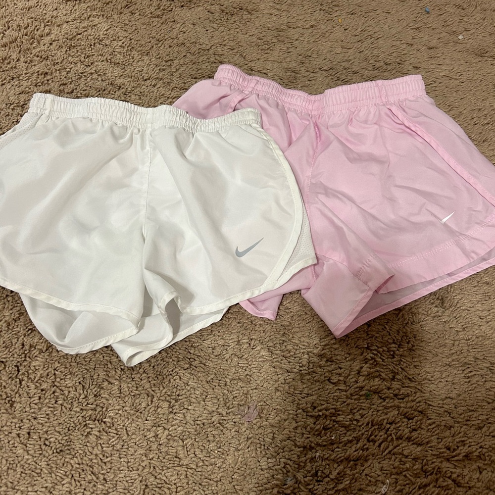 light pink and white nike shorts white size small pink size medium